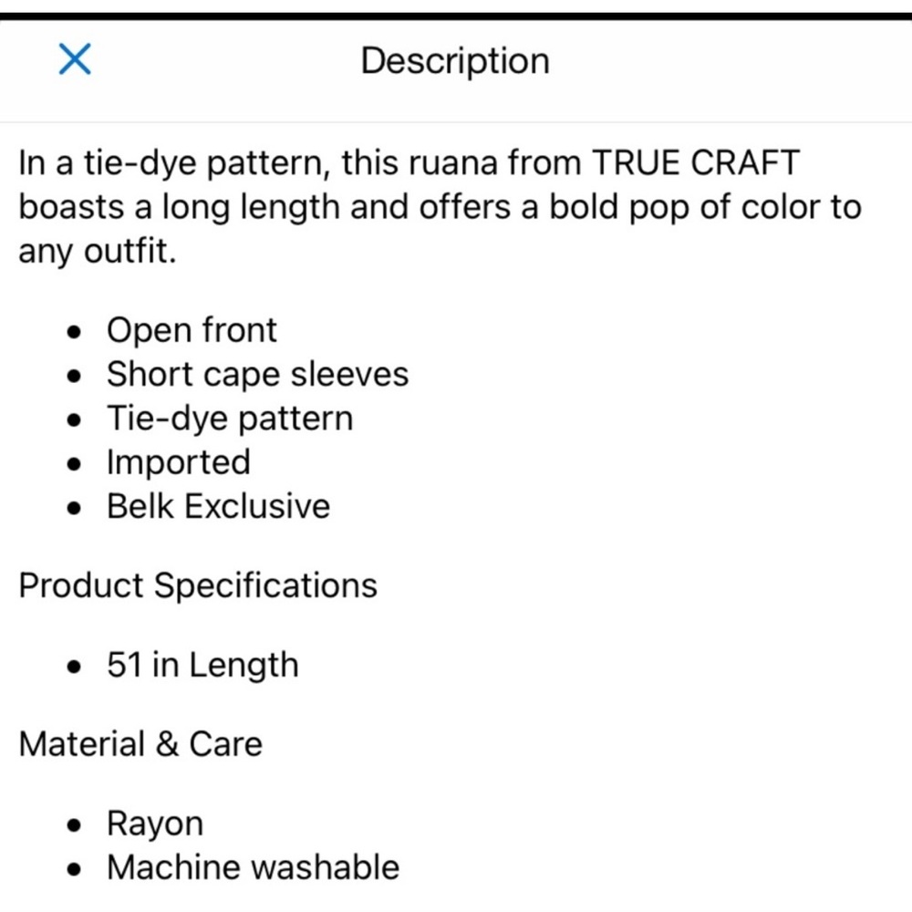 TRUE CRAFT Tie Dye Ruana - Picture 5 of 5